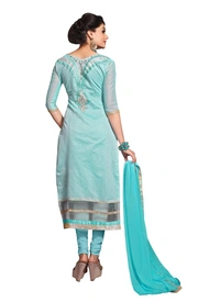 Women's Chanderi Unstitched Salwar Suit-Material With Dupatta (Light Sea Green,2.3 Mtrs) - Dark Green, Red, 0.45, 2.3 Mtrs