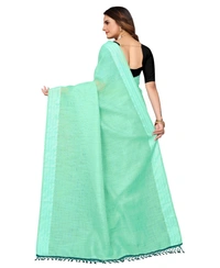 Women's Cotton Blend Slub Pattern Sarees (Rama, 5-6 Mtrs) - Rama, 0.45