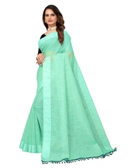 Women's Cotton Blend Slub Pattern Sarees (Rama, 5-6 Mtrs) - Rama, 0.45