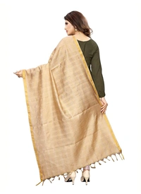 Women's Cotton Jari Woven Work Dupatta (Beige, Length:2-2.4 mtr) - Pink, L:2-2.4 mtr, Width:36 Inch