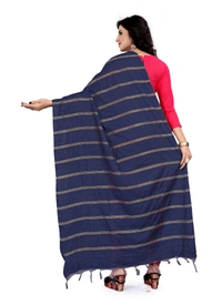 Women's Cotton Jari Woven Work Dupatta (Blue, Length:2-2.4 mtr) - Carrotish, L:2-2.4 mtr, Width:36 Inch