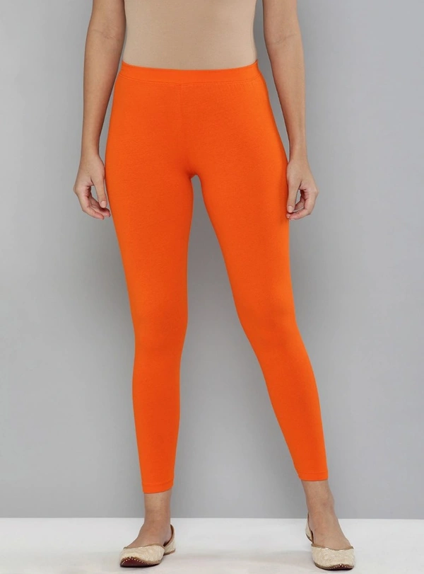 Women's Cotton Leggings (Color:Orange) - Orange, 0.25, XL