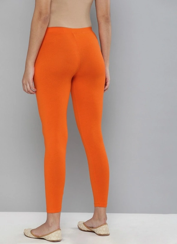 Women's Cotton Leggings (Color:Orange) - Orange, 0.25, XL