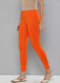 Women's Cotton Leggings (Color:Orange) - Orange, 0.25, XL