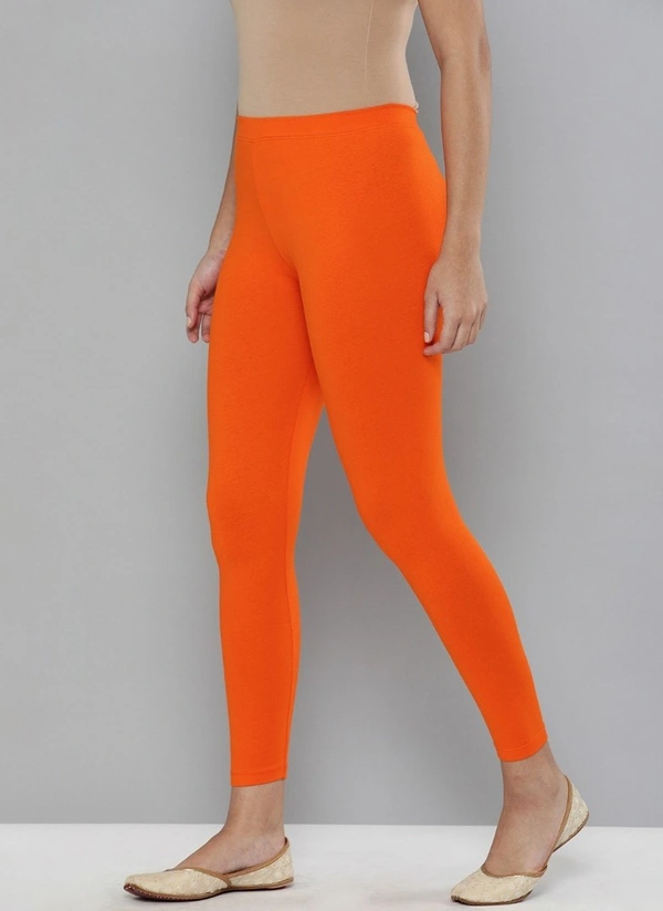 Women's Cotton Leggings (Color:Orange) - Orange, 0.25, XL