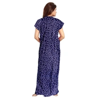 Women's Cotton Printed Maxi Nighty (Blue) - Blue, 0.45, L