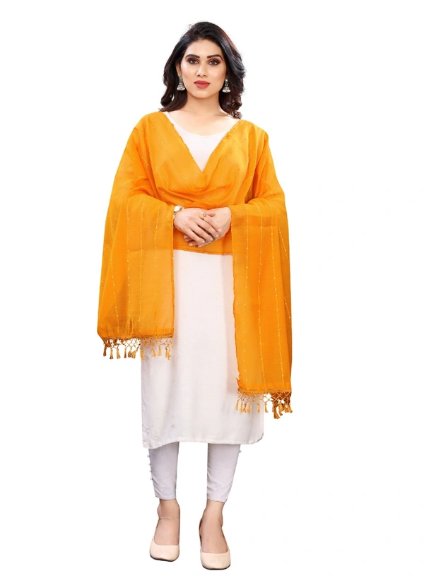 Women's Cotton Silk Strips Printed Dupatta (Musterd Yellow, Length:2-2.4 mtr) - Musterd Yellow, L:2-2.4 mtr, Width:35 Inch