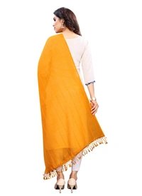 Women's Cotton Silk Strips Printed Dupatta (Musterd Yellow, Length:2-2.4 mtr) - Musterd Yellow, L:2-2.4 mtr, Width:35 Inch