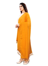Women's Cotton Silk Strips Printed Dupatta (Musterd Yellow, Length:2-2.4 mtr) - Musterd Yellow, L:2-2.4 mtr, Width:35 Inch