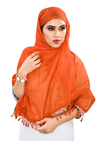 Women's Cotton Silk Strips Printed Dupatta (Orange, Length:2-2.4 mtr) - Orange, L:2-2.4 mtr, Width:35 Inch