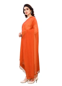 Women's Cotton Silk Strips Printed Dupatta (Orange, Length:2-2.4 mtr) - Orange, L:2-2.4 mtr, Width:35 Inch