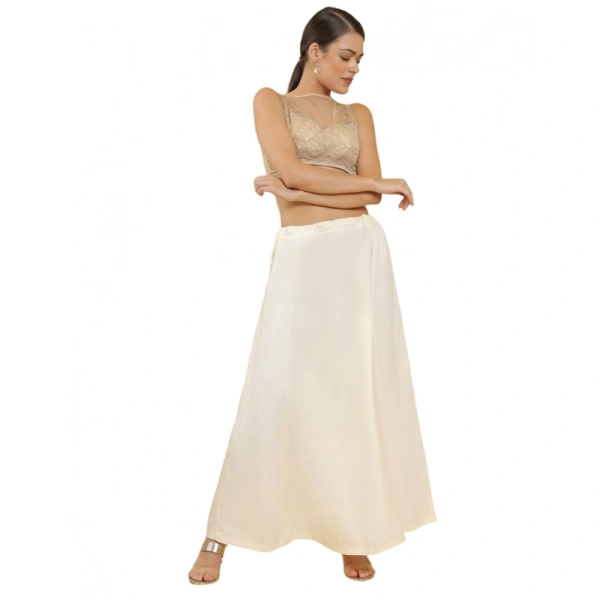 Women's Cotton Solid Free Size Petticoat (Cream) - Cream, 0.35