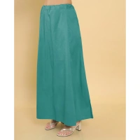 Women's Cotton Solid Free Size Petticoat (Green) - Green, 0.35