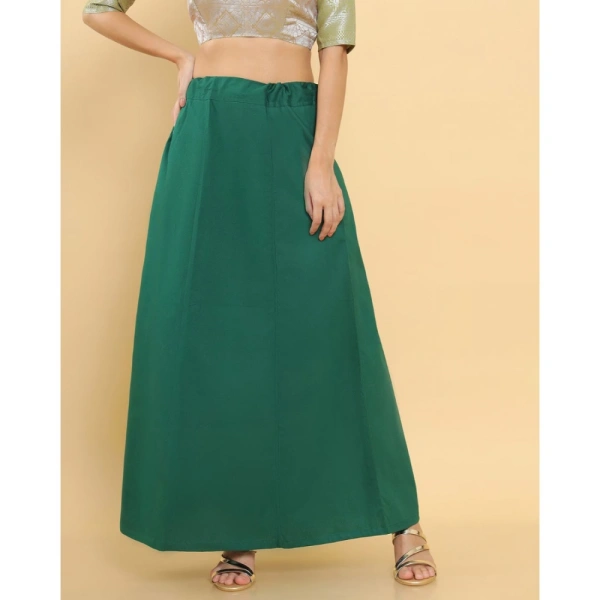 Women's Cotton Solid Free Size Petticoat (Green) - Green, 0.35