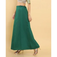 Women's Cotton Solid Free Size Petticoat (Green) - Green, 0.35
