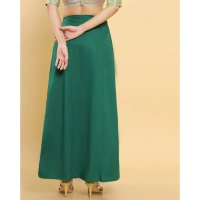 Women's Cotton Solid Free Size Petticoat (Green) - Green, 0.35