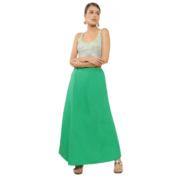 Women's Cotton Solid Free Size Petticoat (Green) - Green, 0.35