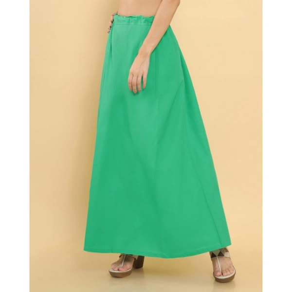 Women's Cotton Solid Free Size Petticoat (Green) - Green, 0.35