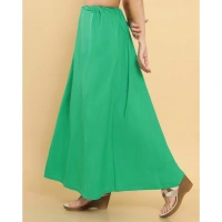 Women's Cotton Solid Free Size Petticoat (Green) - Green, 0.35