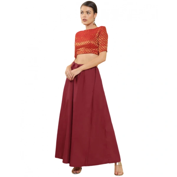 Women's Cotton Solid Free Size Petticoat (Maroon) - Maroon, 0.35