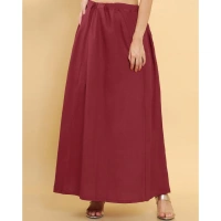 Women's Cotton Solid Free Size Petticoat (Maroon) - Maroon, 0.35