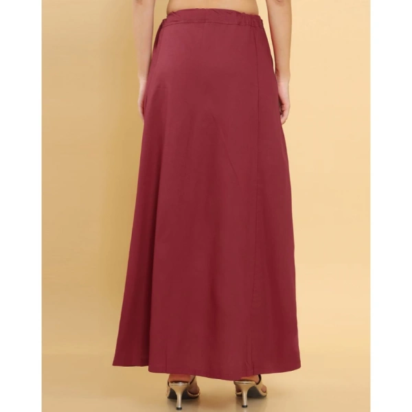 Women's Cotton Solid Free Size Petticoat (Maroon) - Maroon, 0.35