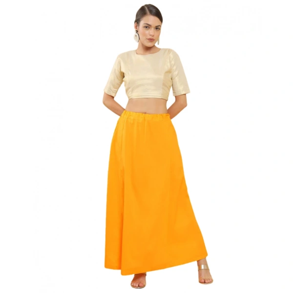 Women's Cotton Solid Free Size Petticoat (Mustard) - Mustard, 0.35