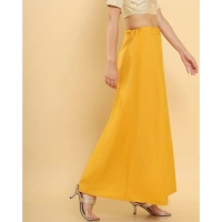 Women's Cotton Solid Free Size Petticoat (Mustard) - Mustard, 0.35
