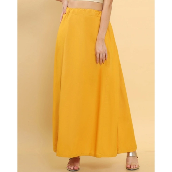 Women's Cotton Solid Free Size Petticoat (Yellow) - Yellow, 0.35