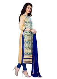 Women's Cotton Unstitched Salwar Suit-Material With Dupatta (Beige,2.3 Mtrs) - Multi Color, 0.45, 2.3 Mtrs