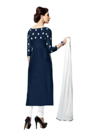 Women's Cotton Unstitched Salwar Suit-Material With Dupatta (Navy Blue,2.2 Mtrs) - Brown, Yellow, 0.45, 2.2 Mtrs