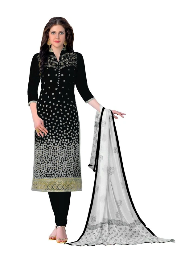 Women's Cotton Unstitched Salwar-Suit Material With Dupatta (Black, 2.20 Mtr)