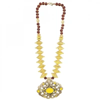 Shopnav shopnav's Women's Designer Yellow and Golden Beads Necklace (Color: Yellow) - Yellow, Beads