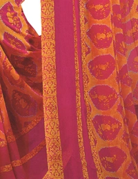 Womens Georgette Digital Printed Saree (Dark Pink, Orange, 6.25 Mtr) - Dark Pink- Orange, 0.35