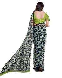 Women's Georgette Saree With Blouse (Green, 5-6mtrs) - Green, 0.45