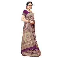 Women's Jacquard Silk Kanjivaram Jacquard Silk Saree With Blouse (Jamli, 5-6 Mtrs) - Jamli, 0.45