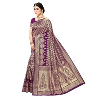 Women's Jacquard Silk Kanjivaram Jacquard Silk Saree With Blouse (Jamli, 5-6 Mtrs) - Jamli, 0.45