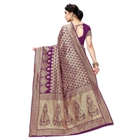Women's Jacquard Silk Kanjivaram Jacquard Silk Saree With Blouse (Jamli, 5-6 Mtrs) - Jamli, 0.45
