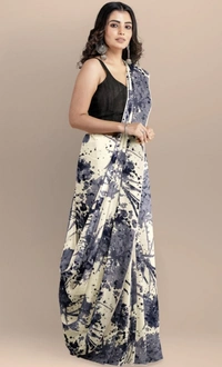 Women's Joya Silk Saree with Blouse (Black, 5-6 Mtrs) - Black, 0.45