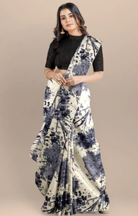 Women's Joya Silk Saree with Blouse (Black, 5-6 Mtrs) - Black, 0.45