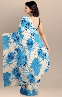 Women's Joya Silk Saree with Blouse (Sky, 5-6 Mtrs) - Sky, 0.45