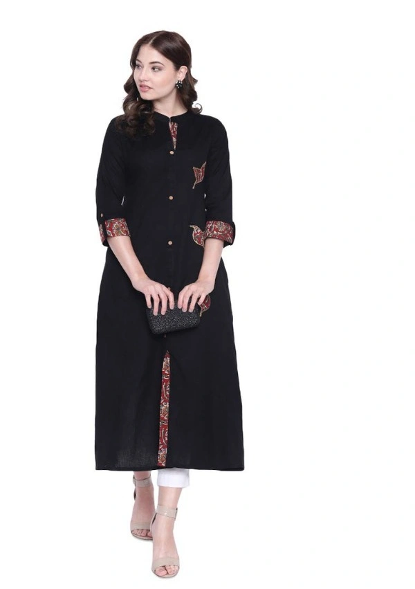 Women's Printed A Line Kurti (Black) - Black, A Line Kurta , 7XL