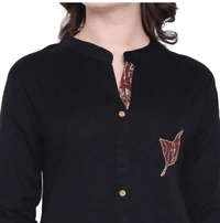 Women's Printed A Line Kurti (Black) - Black, A Line Kurta , 7XL