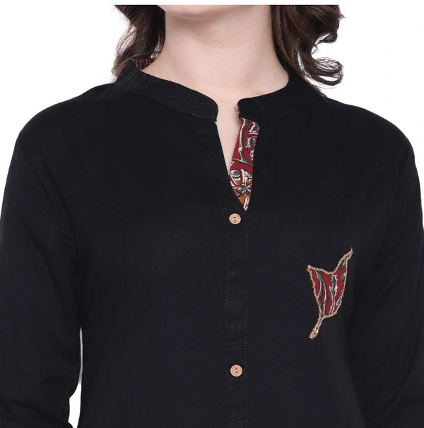 Women's Printed A Line Kurti (Black) - Black, A Line Kurta , 7XL