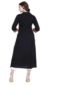 Women's Printed A Line Kurti (Black) - Black, A Line Kurta , 7XL