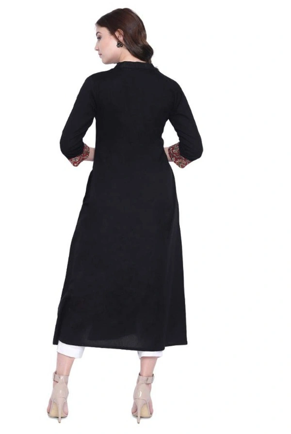 Women's Printed A Line Kurti (Black) - Black, A Line Kurta , 7XL