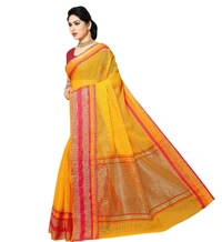 Women's Kota Doria Cotton Border Saree With Blouse (Gold, 5-6 Mtrs) - Gold, 0.45