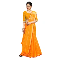 Women's Kota Doria Cotton Checked Saree With Blouse (Yellow, 5-6 Mtrs) - Yellow, 0.45