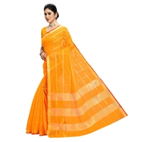 Women's Kota Doria Cotton Checked Saree With Blouse (Yellow, 5-6 Mtrs) - Yellow, 0.45