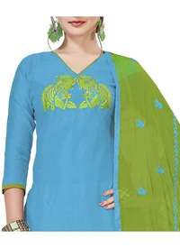 Women's Modal Silk Unstitched Salwar-Suit Material With Dupatta (Sky Blue, 2 Mtr) - Sky Blue, 0.44, 2 Mtr